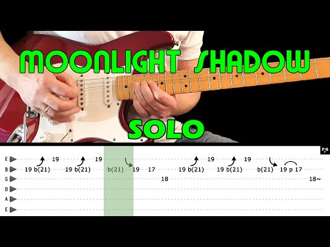 MOONLIGHT SHADOW - Guitar lesson - Guitar intro \u0026 solo (with tabs) - Mike Oldfield - fast \u0026 slow
